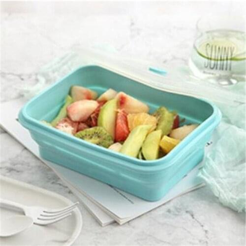 Foldable Silicone Lunch Box Colorful Eco-Friendly Food Container Microwave oven with lunch box