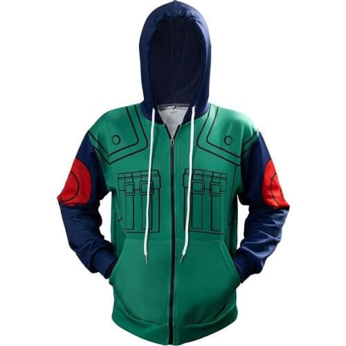 Anime Hatake Kakashi Cosplay Hoodie 3D Printed Sweatshirt Adult Casual Zip Coat