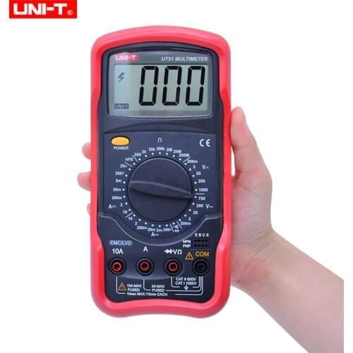 UNI-T Multimeter Voltmeter Ammeter Ohmmeter Electrical Meter Digital LCD Display Multimeter Transistor Tester Frequency Meter