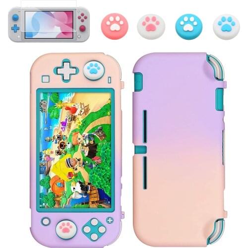 6 in 1 PC Hard Shell Protective Flip Cover Case For Nintendo Switch Lite Console Screen Film Protector With 4 Thumb Analog Grip