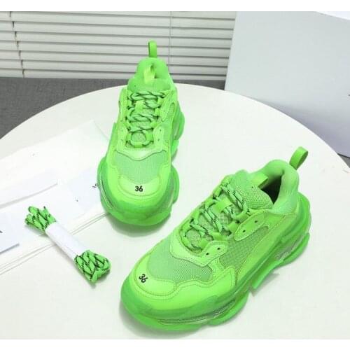 New Design Sneakers Women Clear Sole Mesh Patchwork Lace Up Csual Shoes Vintage Running Shoes Luxury Brand New Fashion Shoe Girl