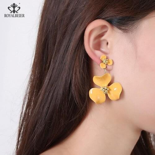 Yellow Flower Earrings For Women Statement Hanging Pendientes Dangling Fashion Jewelry Yellow Earrings Bijoux Bohemia Earring