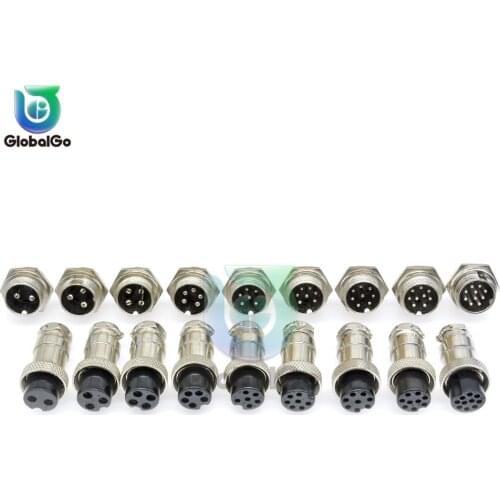 1set GX16 GX12 2/3/4/5/6/7/8/9/10 Pin Male & Female 12mm 16mm Circular Aviation Socket Plug Wire Panel Connector Dustproof Cap