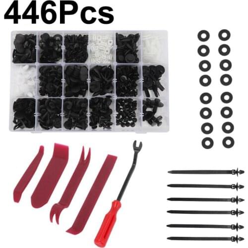 446Pcs Car Retainer Clips Auto Fasteners Push Trim Clips Pin Rivet Bumper Kit Automotive Plastic Rivet Car Accessories Fastener