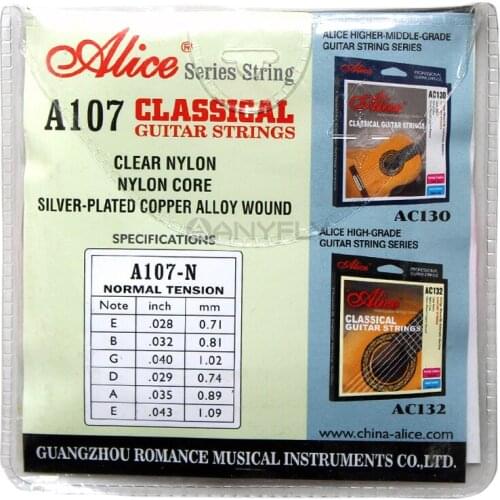 5set A107-N Classical Guitar Strings Excellent Quality Clear Nylon String Silver-Plated Copper Alloy Wound String Normal Tension