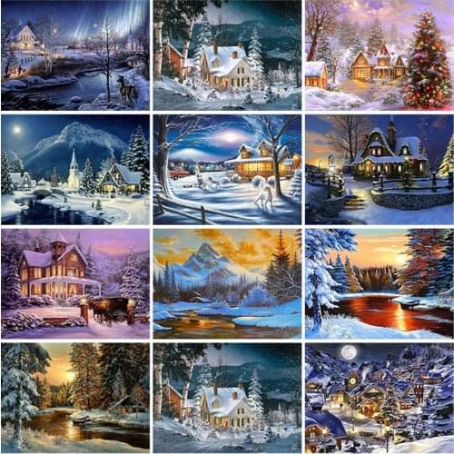 DIY 5D Diamond Painting Full Round Mosaic Rhinestone Winter Snow Diamond Embroidery Landscape Cross Stitch Kits Home Decor Art