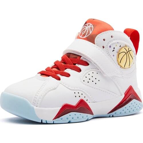 Basketball Children Shoes For Boys Sneakers Girls Casual Shoes For Kids Sneakers Anti-slippery Hook&Loop Sport Trainers Footwear