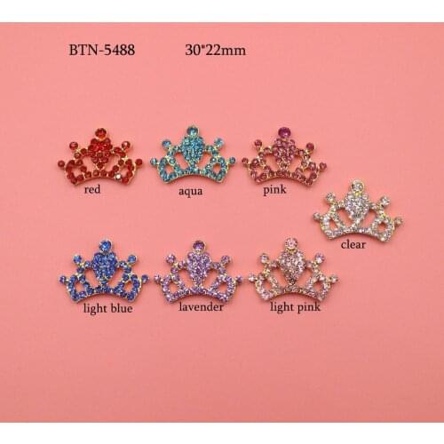 Free shipping gold plating 30*22mm crown rhinestone button 100PCS (BTN-5488)