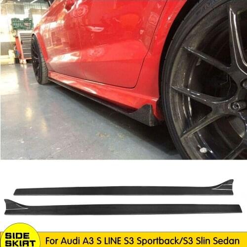 Carbon Fiber Side Skirts Extension for Audi A3 Sline S3 Hatchback / S3 Sedan 2014 2015 2016 2017 Side Blade Door Bumper Aprons