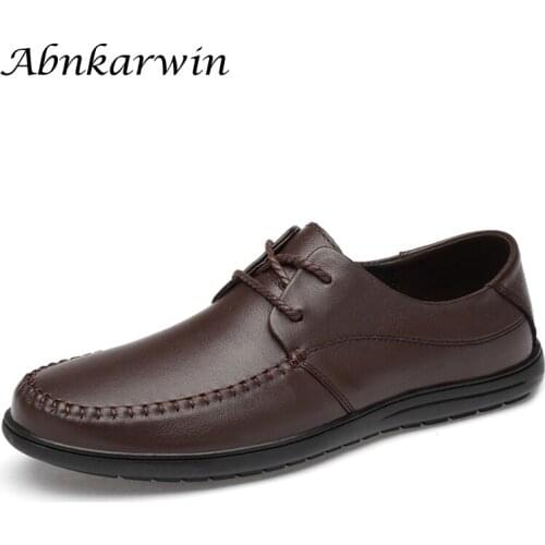 Autumn Casual Men Genuine Leather Shoes Adult Black Brown 2020 Trend Man Shoe Lace Up High Quality