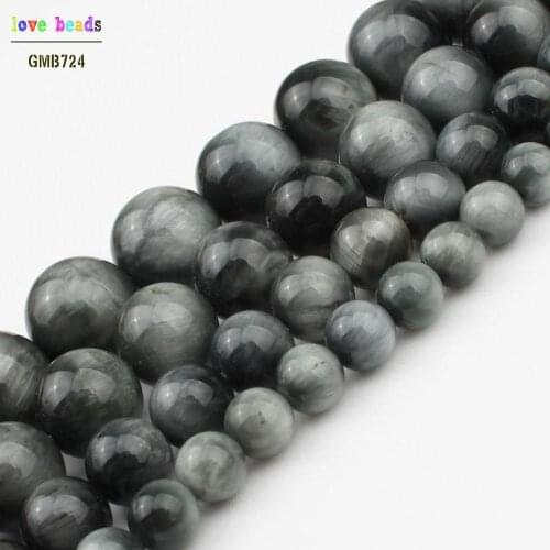 6/8/10/12mm Natural Stone Beads Hawk Eye Round Spacer Beads for Jewelry Making Diy Bracelet Accessories Jewellery