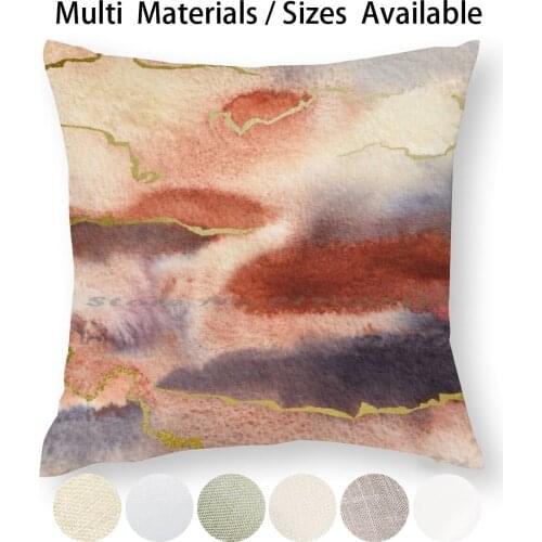 Rust And Gold Sky Abstract Pillow Case Throw Pillow Cover Cotton Linen Flax Sky Sunset Pink Gold Navy Blue Rust Abstract Beach