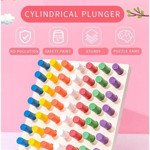 Color Wooden Childrens Early Education Educational Puzzle Inserting Toys Inserting Sticks Sensory Training Color Cognitive Toys