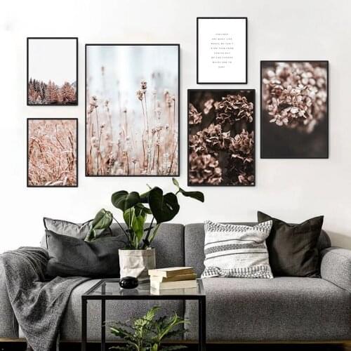 Flower Plant Autumn Landscape Picture Motto Scenery Poster Modern Simple Wall Art Oil Painting Home Decor Printing Living Room