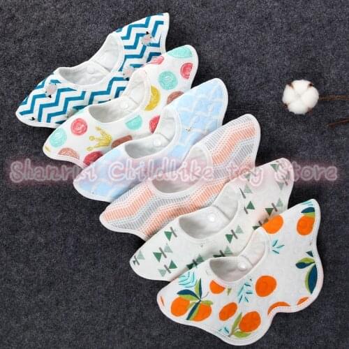 Baby Bid Waterproof Petal Perforate Baby Cotton Perforate Perforate Perforate Bean Perforate Baby Boy Stuff Animal Baby Bibs