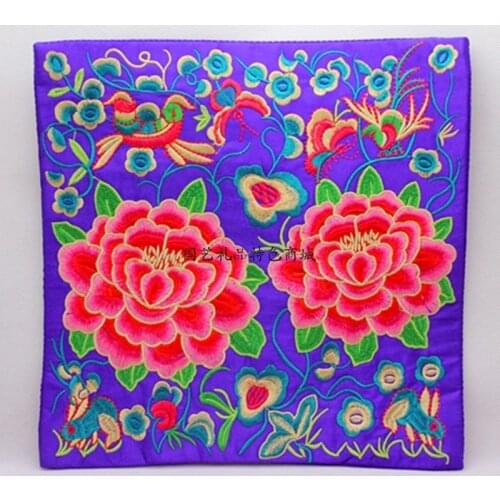 Exotic 2pcs red purple color Chinese Embroidered Flower Silk Mouse Mat Cup &Telphone & Desk Coasters