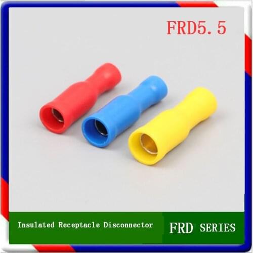 FRD5.5 series 100PCS/Bag insulated receptacle disconnectors Cable Connector wire terminals full insulating terminals