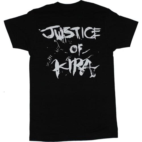 100% Cotton Print Mens Summer Death Note Deathnote Mens T-Shirt - Justice of Kira Splattered Word Image Tee Shirt