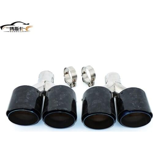 Exhaust pipe silencer tail throat Y-shaped carbon fiber forged bright double outlet 304 stainless steel grilled blue tail SZ014
