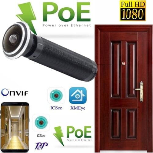 1080P POE Audio HD Indoor Door Eye Hole Color IP Home Door IP Camera 180 degrees Surveillance Network Vedio Camera Support Onvif