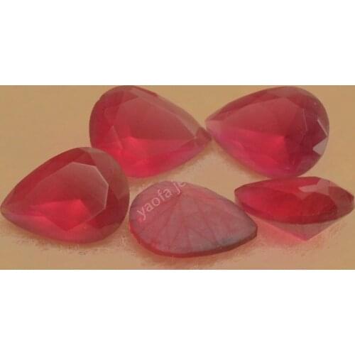 Sale 2x3~13x18mm 5A Deep Garnet Red Frosted Bottom Glass Gems Pear Teardrop Shape Loose Matte Back Synthetic Glass Stone For DIY