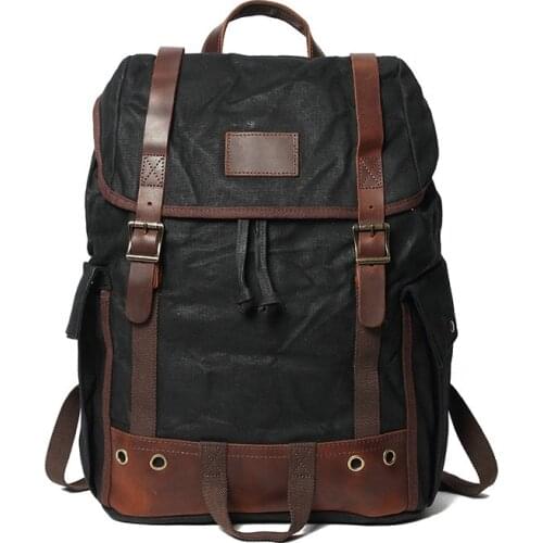 Classic Large Capacity Travel Backpack Waxed Canvas Men Waterproof Rucksack High-end Quality Outdoor Hiking Male Packsack 2021