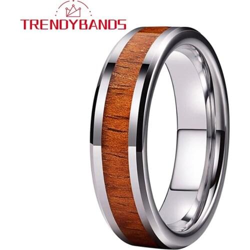 6MM Tungsten Carbide Rings For Men Women Wedding Band Beveled Edges Polished Shiny Comfort Fit