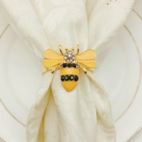 12pcs Napkin ring with exquisite insect shape, napkin ring with oil drop and diamond