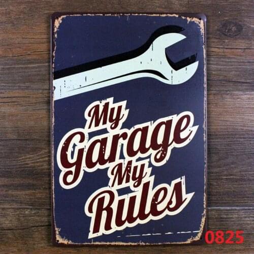 My Garage My Rules Metal Signs Funny Home Decor 20x30cm iron Painting Bar Wall Art Decorative Metal Plates