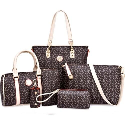 2021 new fishbone pattern picture-mother bag six-piece set one-shoulder diagonal portable wallet combination large capacity