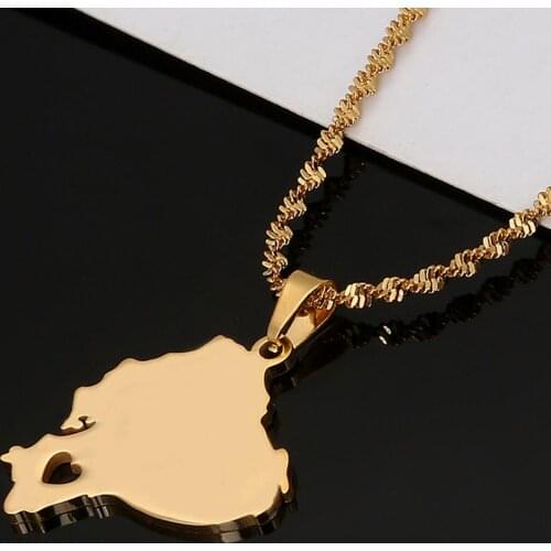 Stainless Steel Gold Color Ecuador Map Pendant Necklaces Ecuadorian Map Charm Jewelry