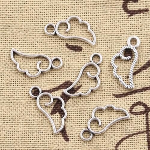 30pcs Charms Cloud Angel Wings 17x8mm Antique Silver Color Plated Pendants Making DIY Handmade Tibetan Finding Jewelry