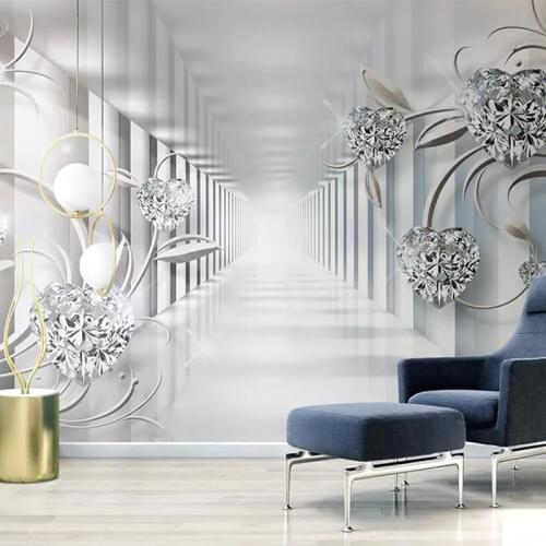 Custom Photo 3D Stereoscopic Abstract Space European Style Flower Pattern Diamond Living Room TV Background Wall Mural Wallpaper