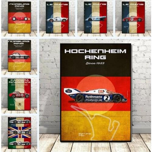 Home Decor Le Mans Carrera Panamericana Nurbur Gring Poster Canvas Painting Print Nordic Wall Art Picture for Living Room