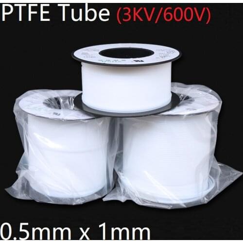 PTFE Tube ID 0.5mm x 1mm OD F46 Insulated Capillary Heat Protect Transmit Hose Rigid Pipe Temperature Corrosion Resistance 600V