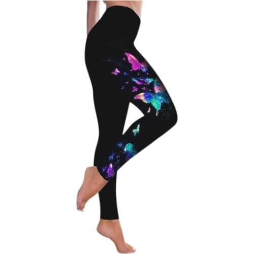 #R40 Leggings Women Womens Pants Butterfly Print Pants Plus Size Casual High Waist Sport Pants Fitness Skinny Leggings Women