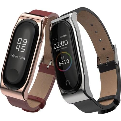 Pu Leather Wristwatch Strap For Mi Band 4 3 Wearable Wrist Band For Mi Band 3 Replacement Bracelet Strap Watch Accessories
