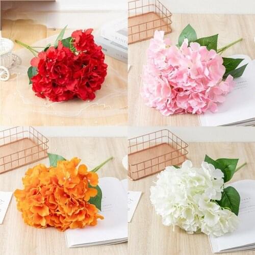 Pink Silk Rose Artificial Flowers Peony Bridal Bouquet for Wedding Home DIY Decoration Cheap Fake Flowers Hydrangea Crafts