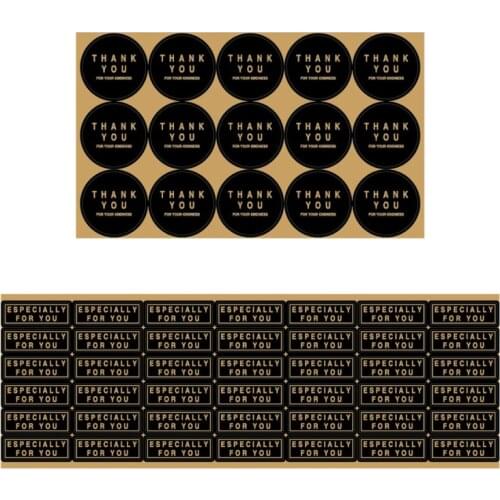 5pcs Self-adhesive Sealing Stickers Packaging Kraft Vintage Paper Handmade Diy Jewelry Box Tote Bag Decoration Thank You Sticker