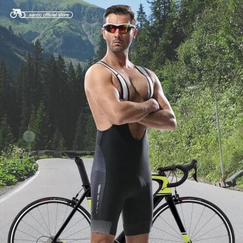 Santic Cycling Bib Shorts Men Cycling Jersey Bib Shorts Wicking Shorts Shock Proof Cushion Pad New Breathable S-XXXL M7C05095