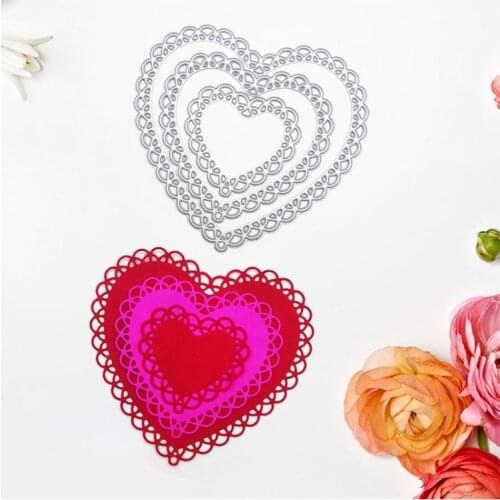 Three-Layer Hollow Lace Heart Shape Carbon Steel Cutting Dies DIY Scrapbooking