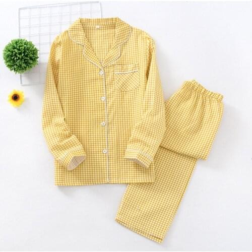 SeeBest Vintage Plaid Lazy Pajams Sets Couple 2020 Summer Spring Comfy Cotton Pajams Sets Homewear Loung Wear Comfy Sleepwear