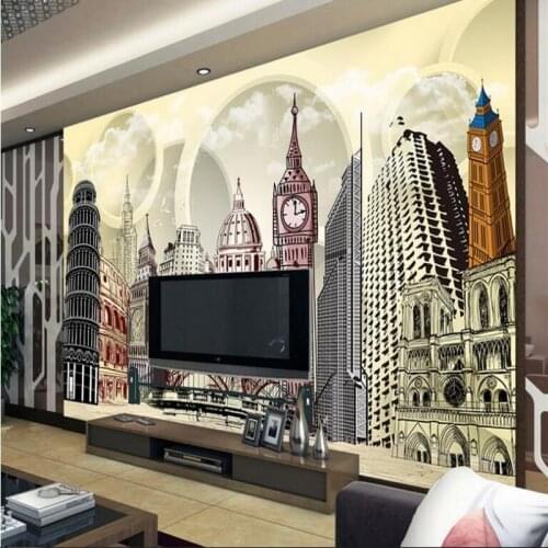 Wellyu Custom large - scale murals hand - painted illustrations architectural 3D background wall paintings wallpaper