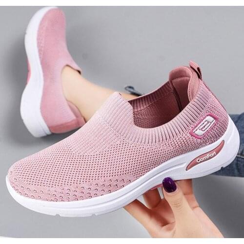 Big Size Mesh Slip-on Women Running Shoes Womens Sneakers Womens Sports Sneakers Sport Pink Footwear Sneackers Basket GME-2062