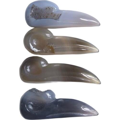 1PCS Hand Carved Crow head Natural Agate Geode Quartz Crystal For Gifts