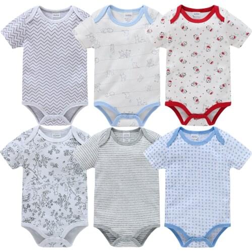 2021 6PCS Newborn Baby Boy Bodysuits Summer 0-12M Unisex Infant Baby Clothes 100%Cotton Unicorn Baby Boy Clothes Roupas de bebe