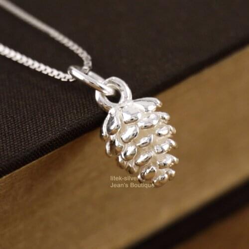 925 Sterling Silver Lovely Pinecone Necklace Pendant Charm Jewelry A2172