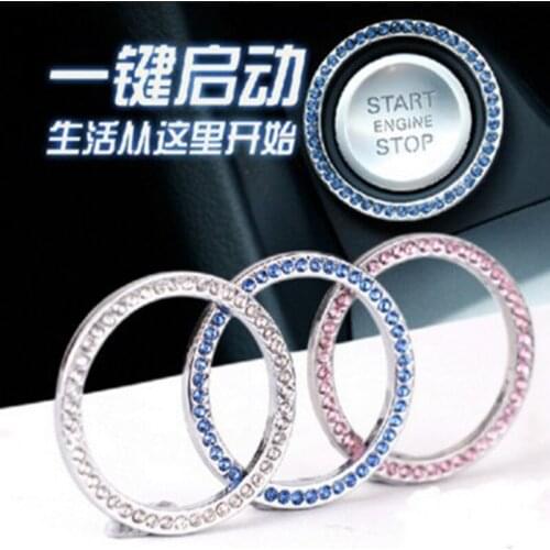 Car Supplies One-key Start Button Decoration Ring Handmade Diamond Crystal Ignition Ring Stickers Car Accessories Bmw f10
