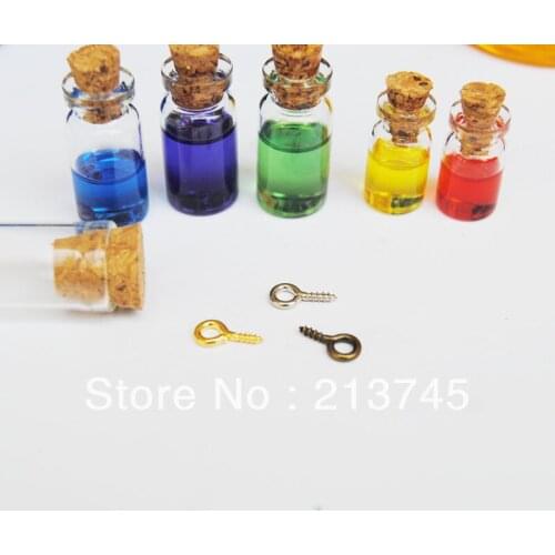 Free ship style 28*10*5mm Glass Bottle Pendant With Cork & Eyehook (rice/perfume/bottle/vial/wish/bottle) DIY Fine jewelry