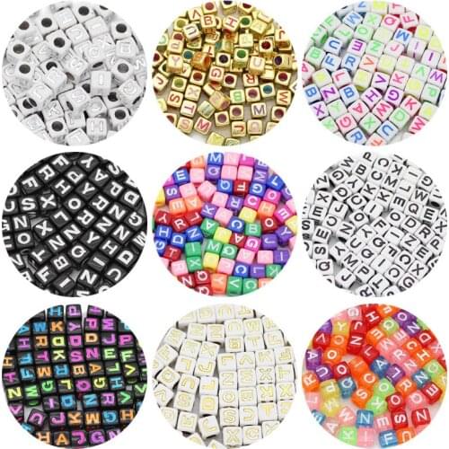Alphabet Square Cube Mixed Letter Acrylic 6/7MM Spacer Loose Beads For Jewelry Making Handmade DIY Bracelet Accessories Findings